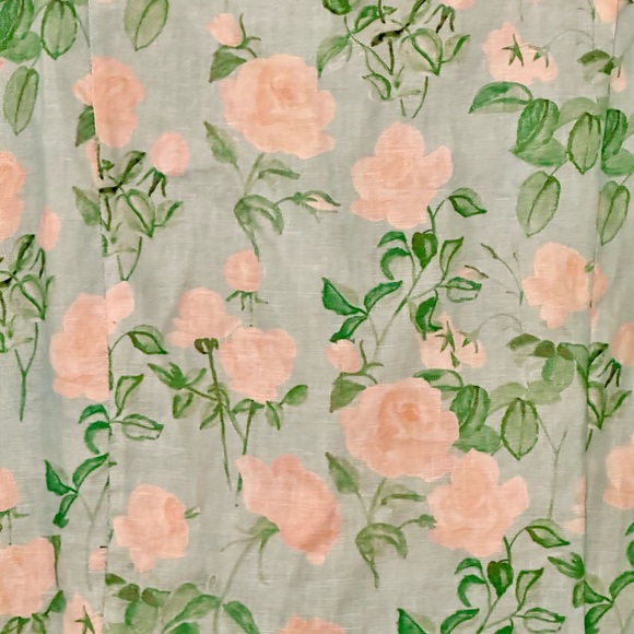 Hill House The Laura Dress Blue Roses Floral 100% Linen Button Down Large - Picture 3 of 10